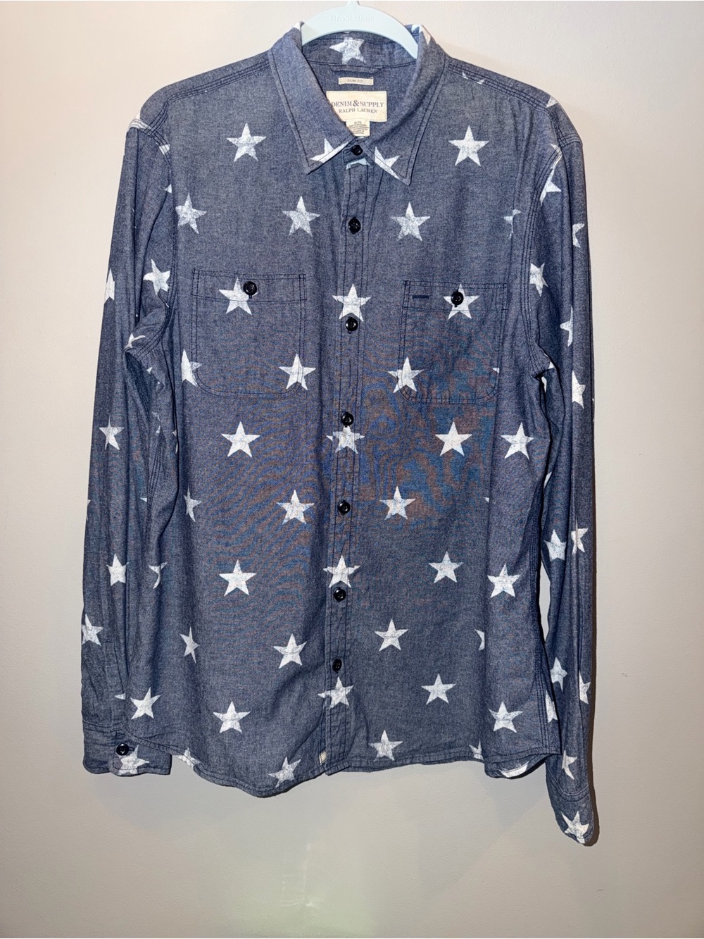 Denim & Supply Ralph Lauren 100% cotton Blue Star-Print Button-Down Shirt preppy